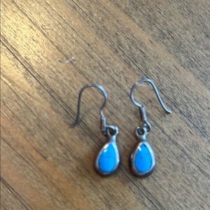 Vintage Mexico Silver Turquoise Drop Earrings